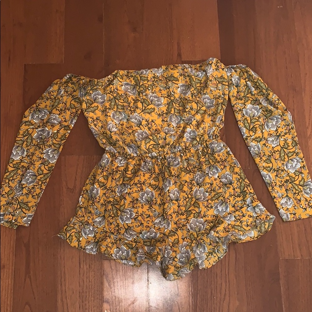 Mustard floral romper